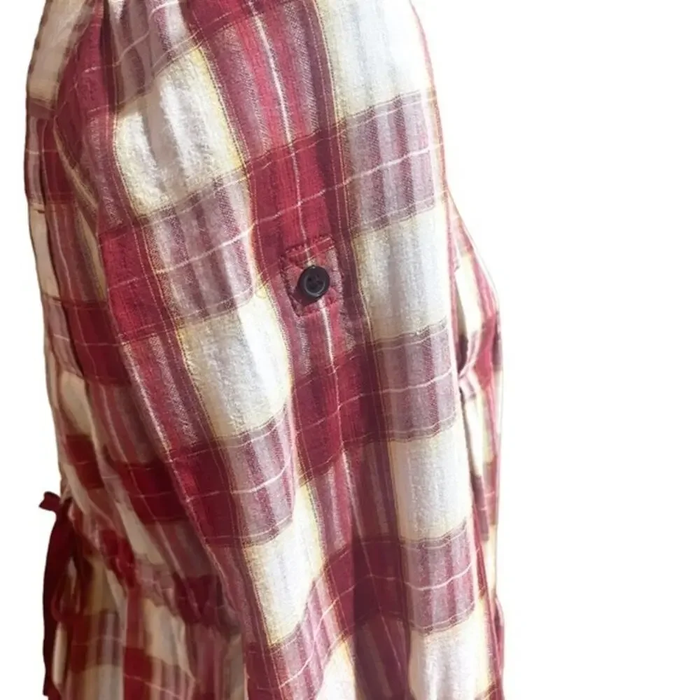 Free People Plaid Matador Tunic Top with Pockets 0
